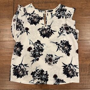 Ann Taylor Factory Floral Ruffled Sleeveless Top
